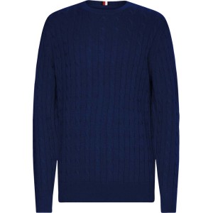 Tommy Hilfiger Classic Cotton Cable Crew Neck Blue MW0MW19532