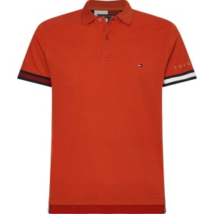 Tommy Hilfiger Polo Shirt Icon Flag Cuff Orange 23961